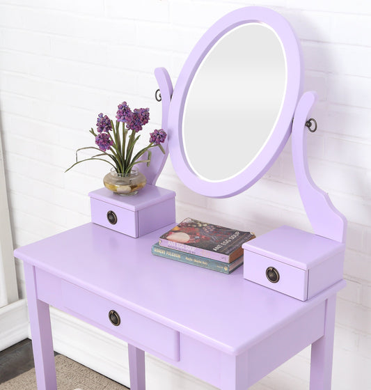 Moniys Wood Moniya Makeup Vanity Table and Stool Set, Pink – Roundhill  Furniture