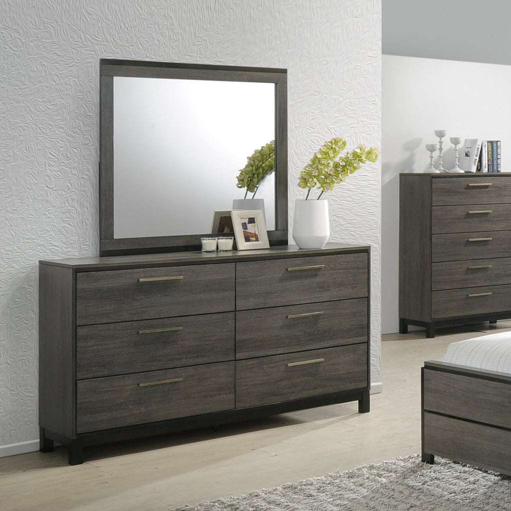 Ioana Antique Grey Finish Wood Dresser And Mirror Roundhill Furniture