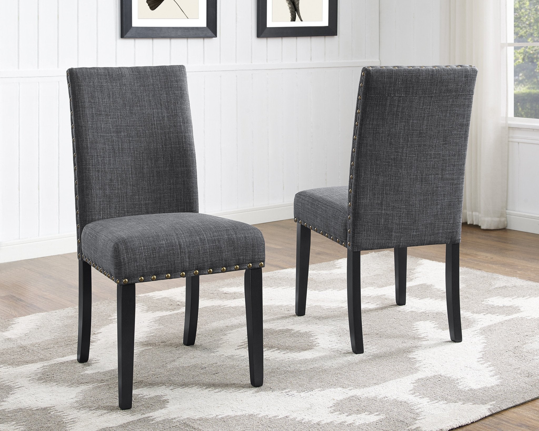 upholstered dining room chairs with nailhead trim