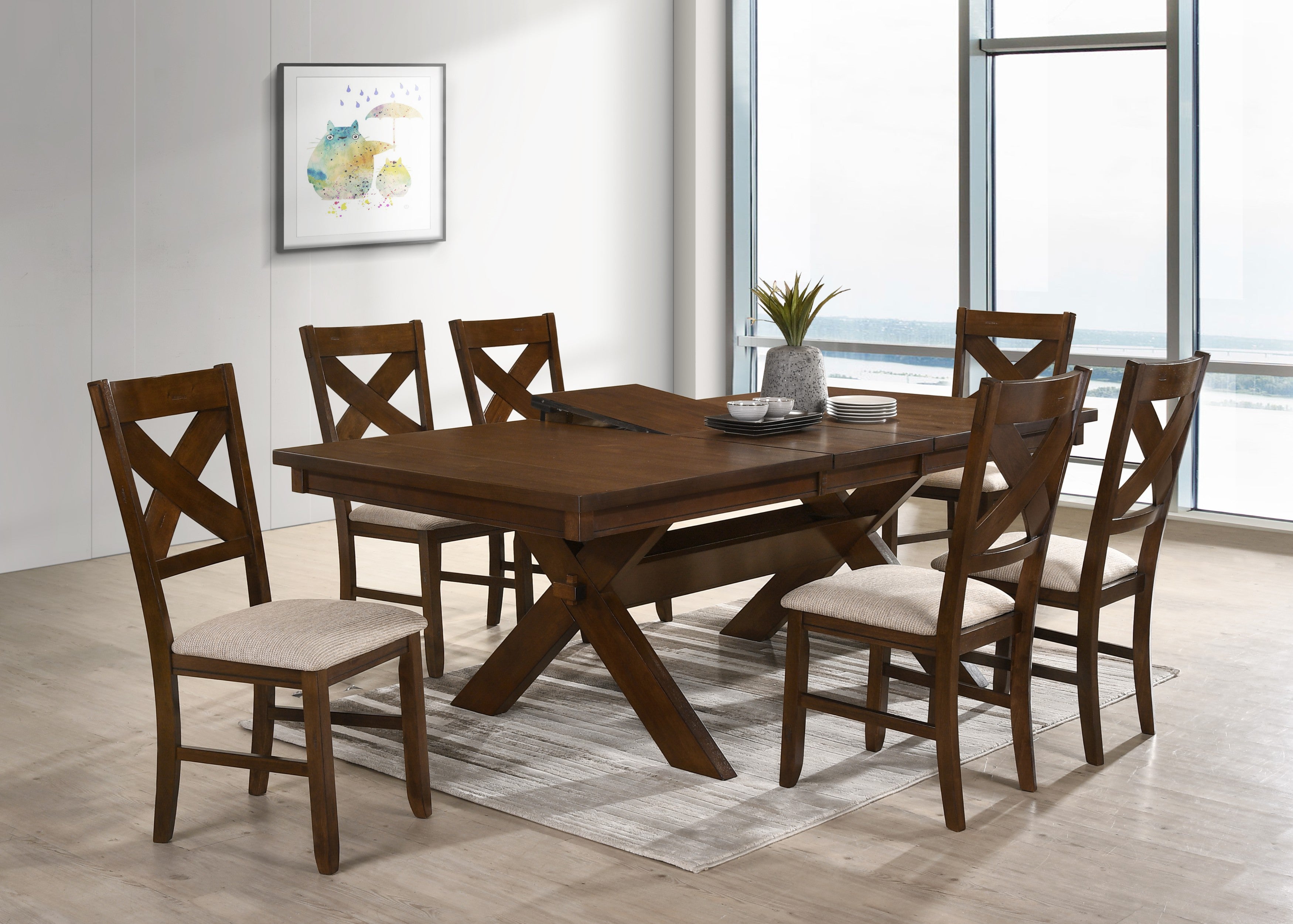 karven solid wood dining set with table chairs and