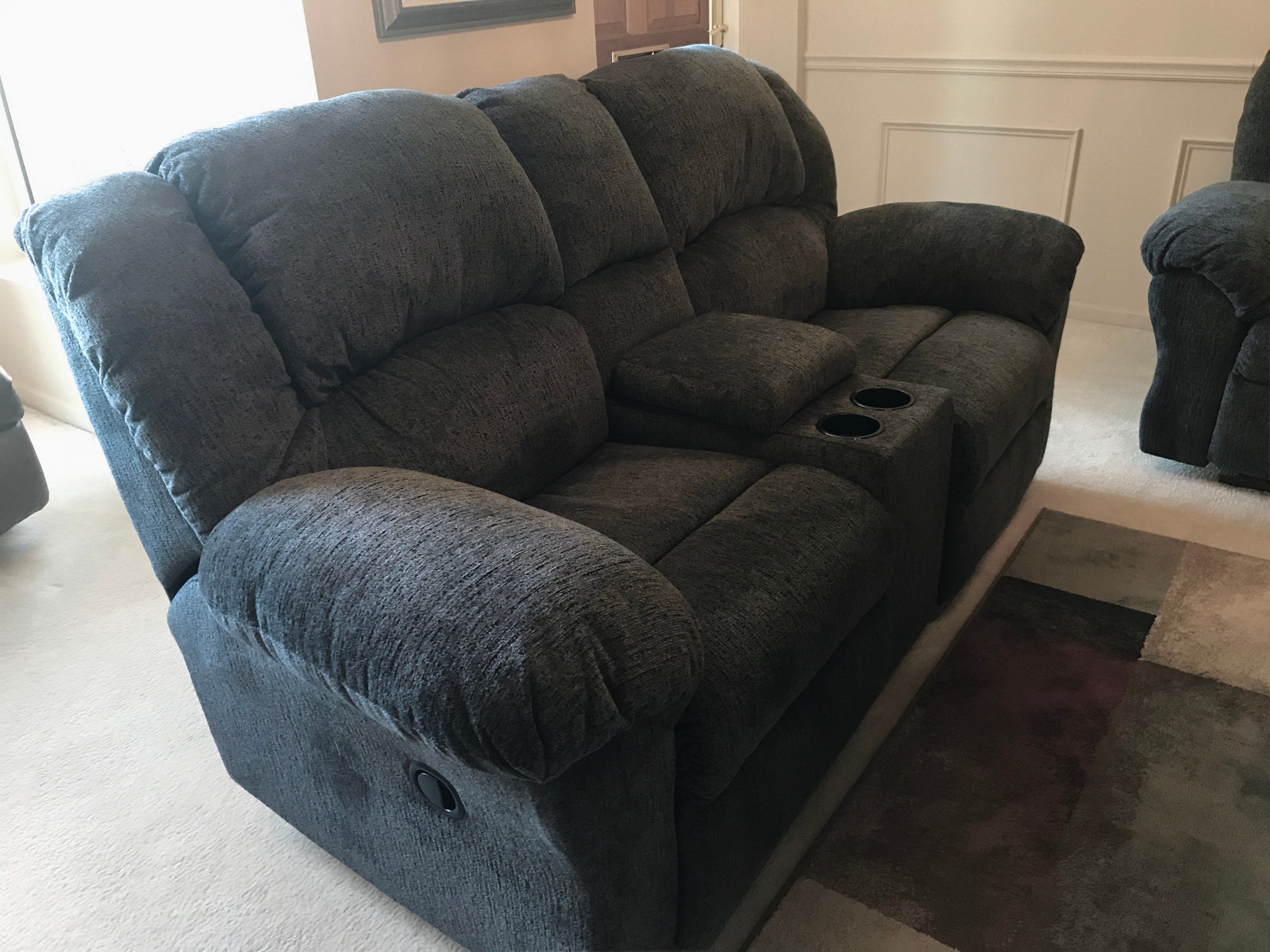 Dual Reclining Microfiber Sofa and Loveseat Set, Allure Grey