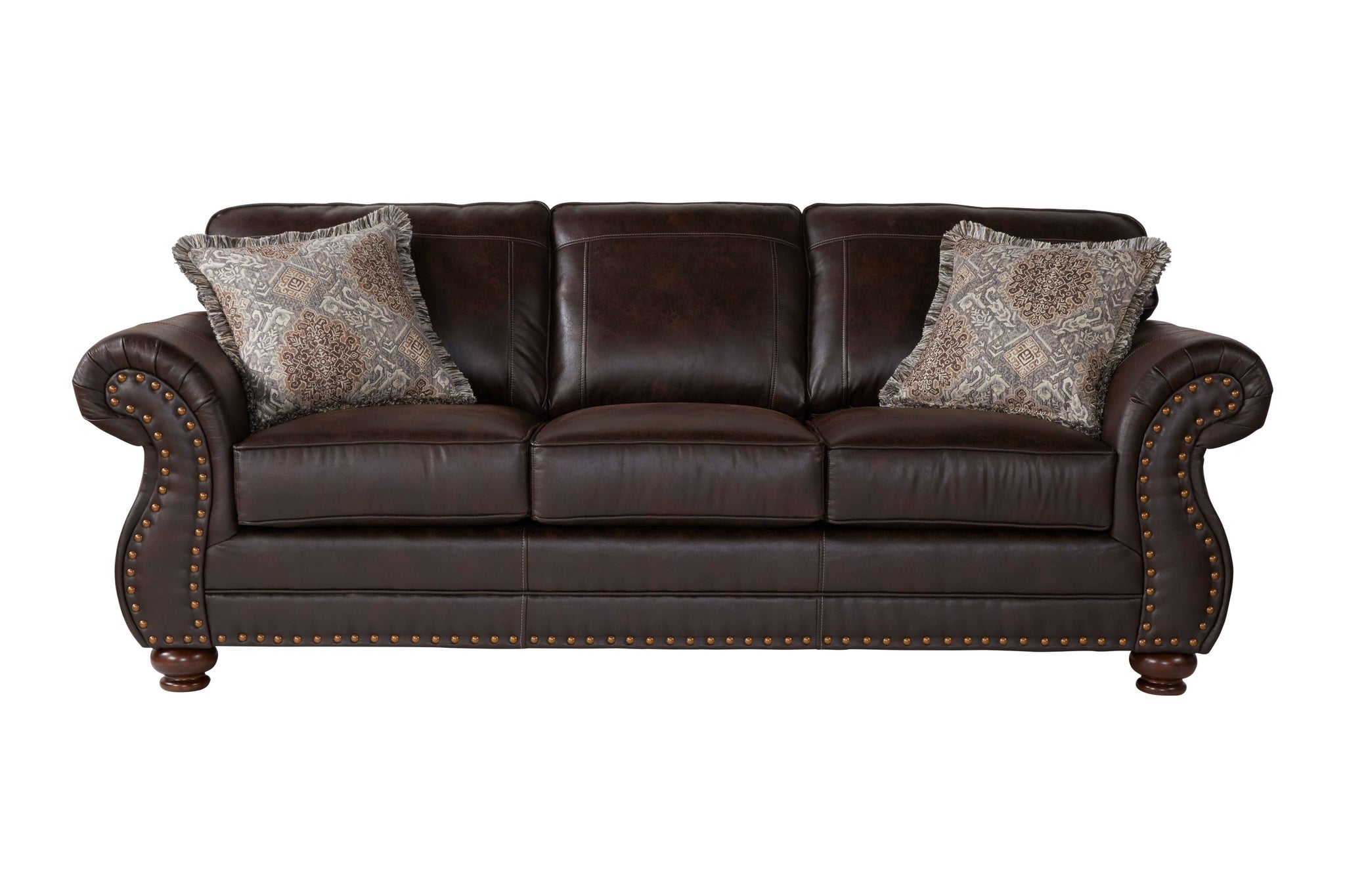 faux leather nailhead sofa