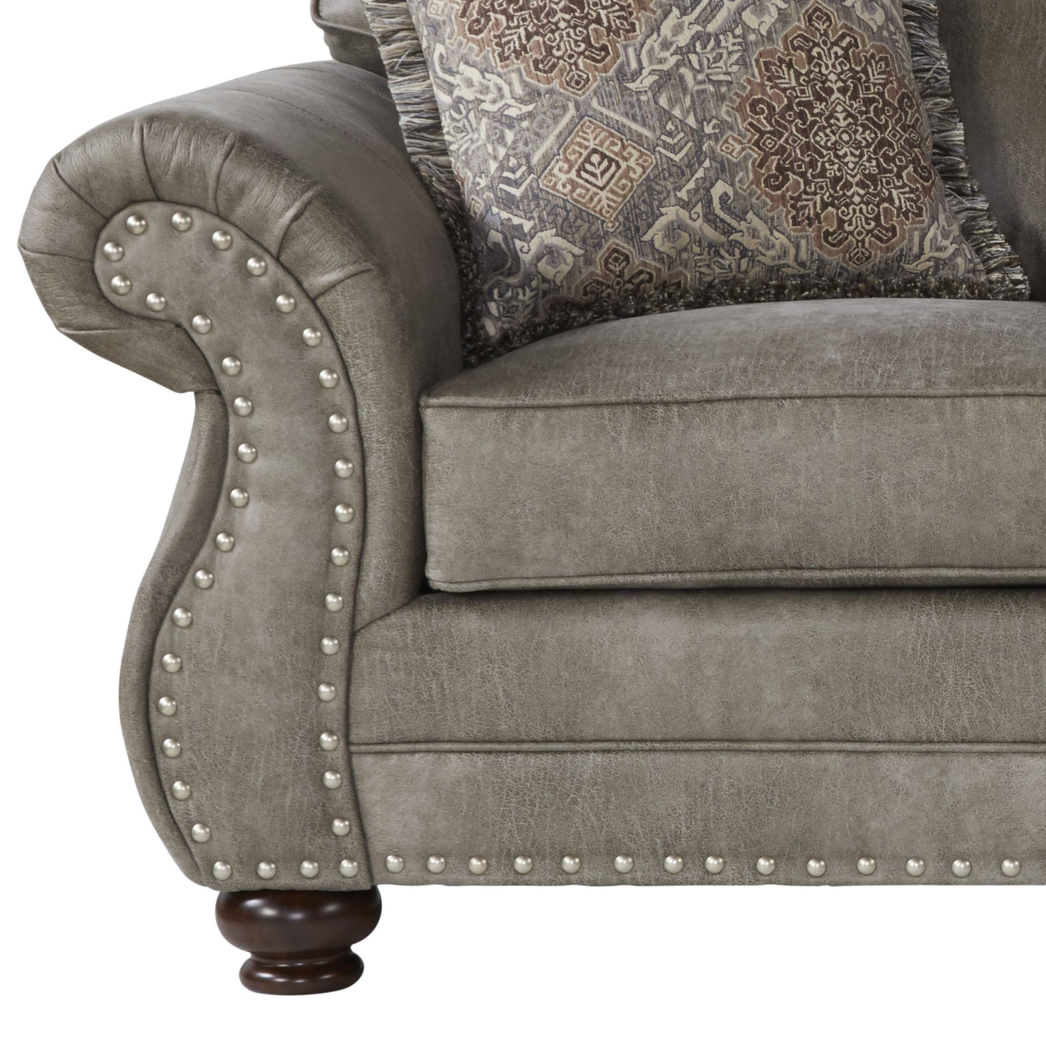 Leinster Faux Leather Upholstered Nailhead Sofa Loveseat 