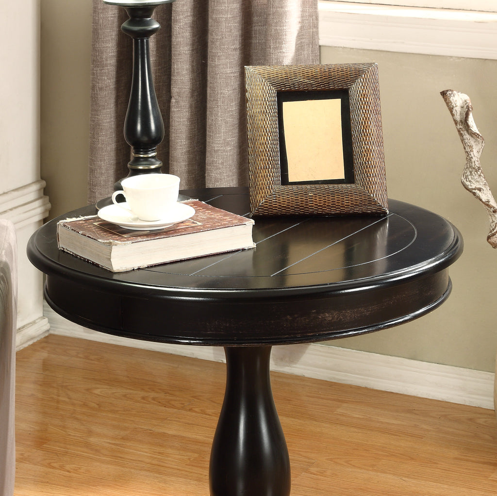 Rene Black Round Wood Pedestal Side Table – Roundhill Furniture