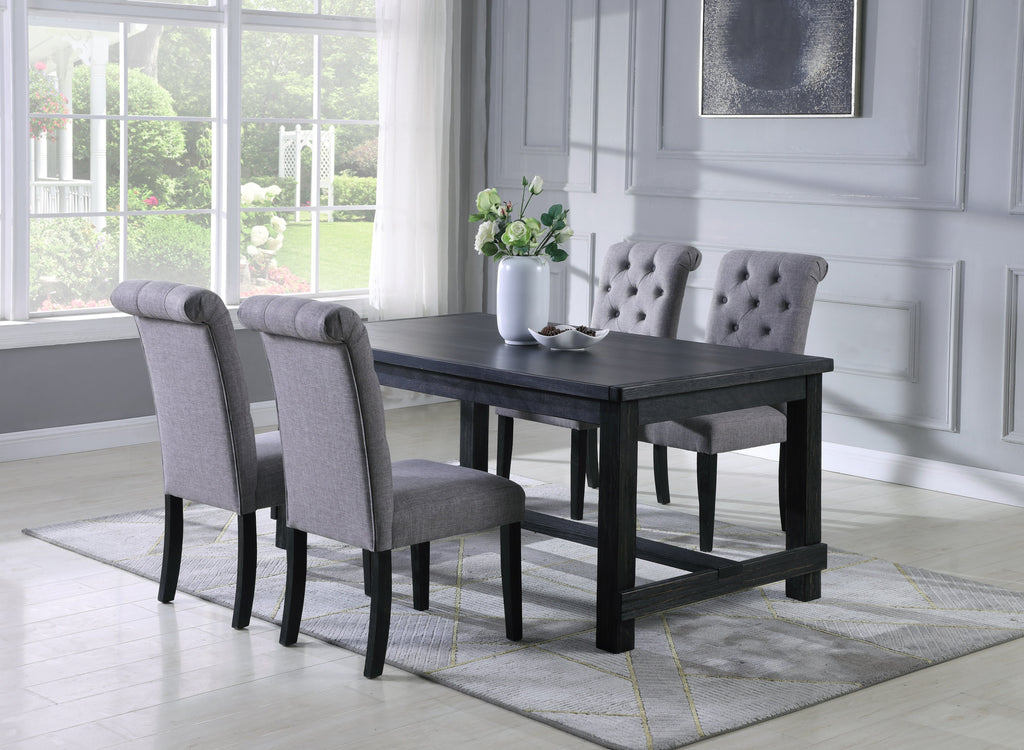 Black Solid Wood Dining Room Table