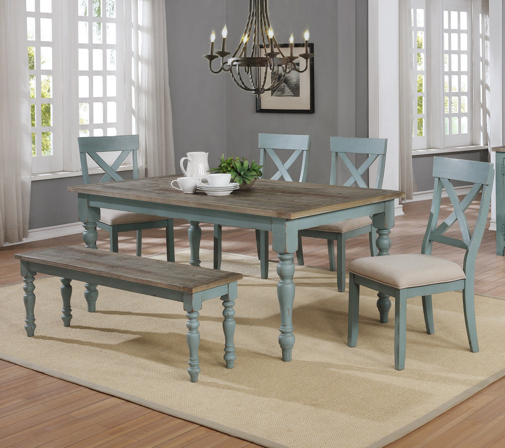 Prato 6-Piece Dining Table Set with Cross Back Chairs and Dining Bench ...