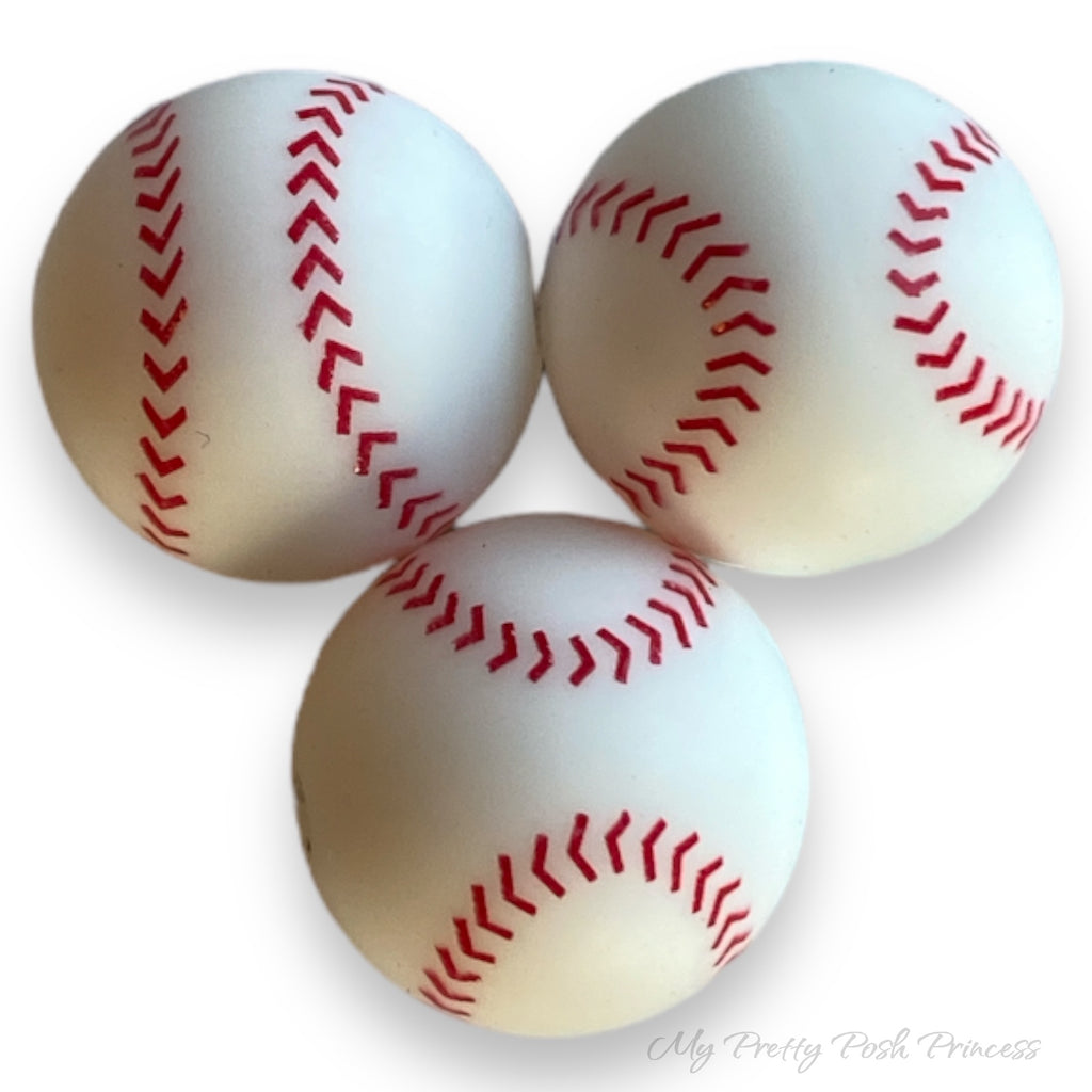 Custom 15mm Baseball Silicone Beads, Silicone Beads, Baseball