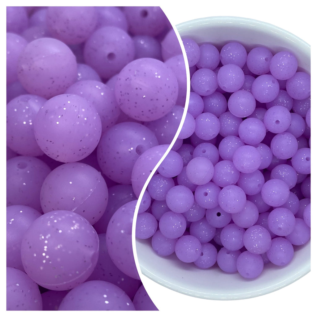 15mm Neon Purple Glitter Beads – USA Silicone Bead Supply Princess Bead  Supply