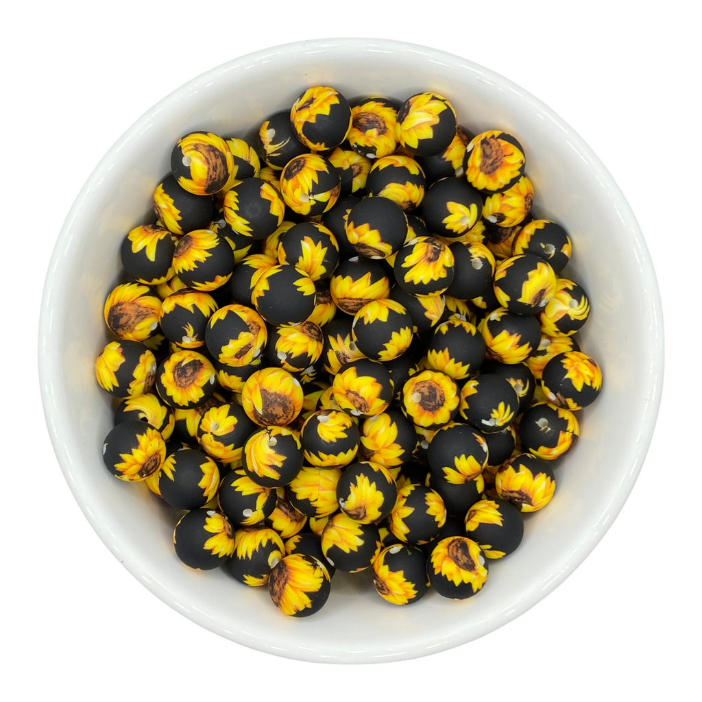 SP01-Sunflower 15mm Silicone Beads