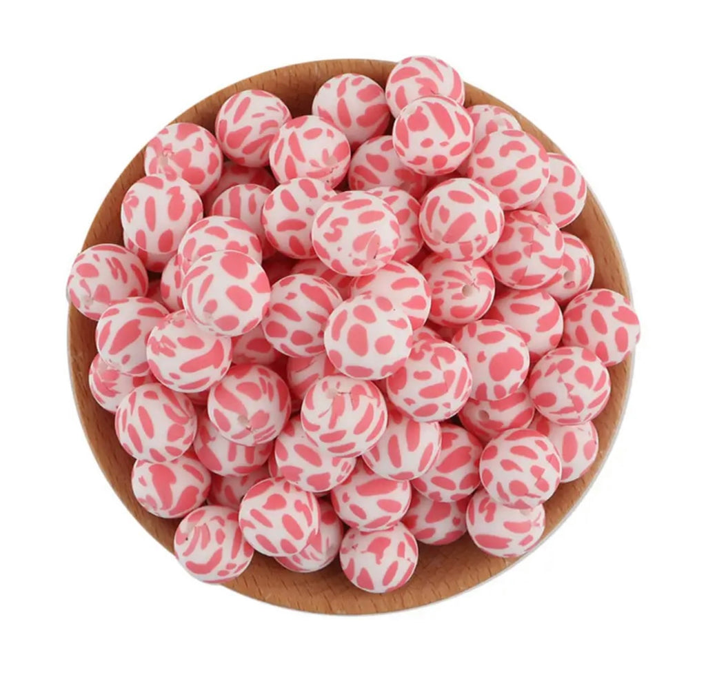 (3) Candy Pink Bow Silicone Beads