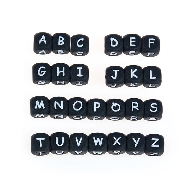 50x mixed silicone letter beads PINK alphabet names DIY sensory jewellery