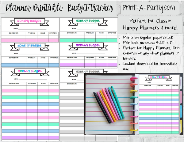 free expense tracker printable happy planner