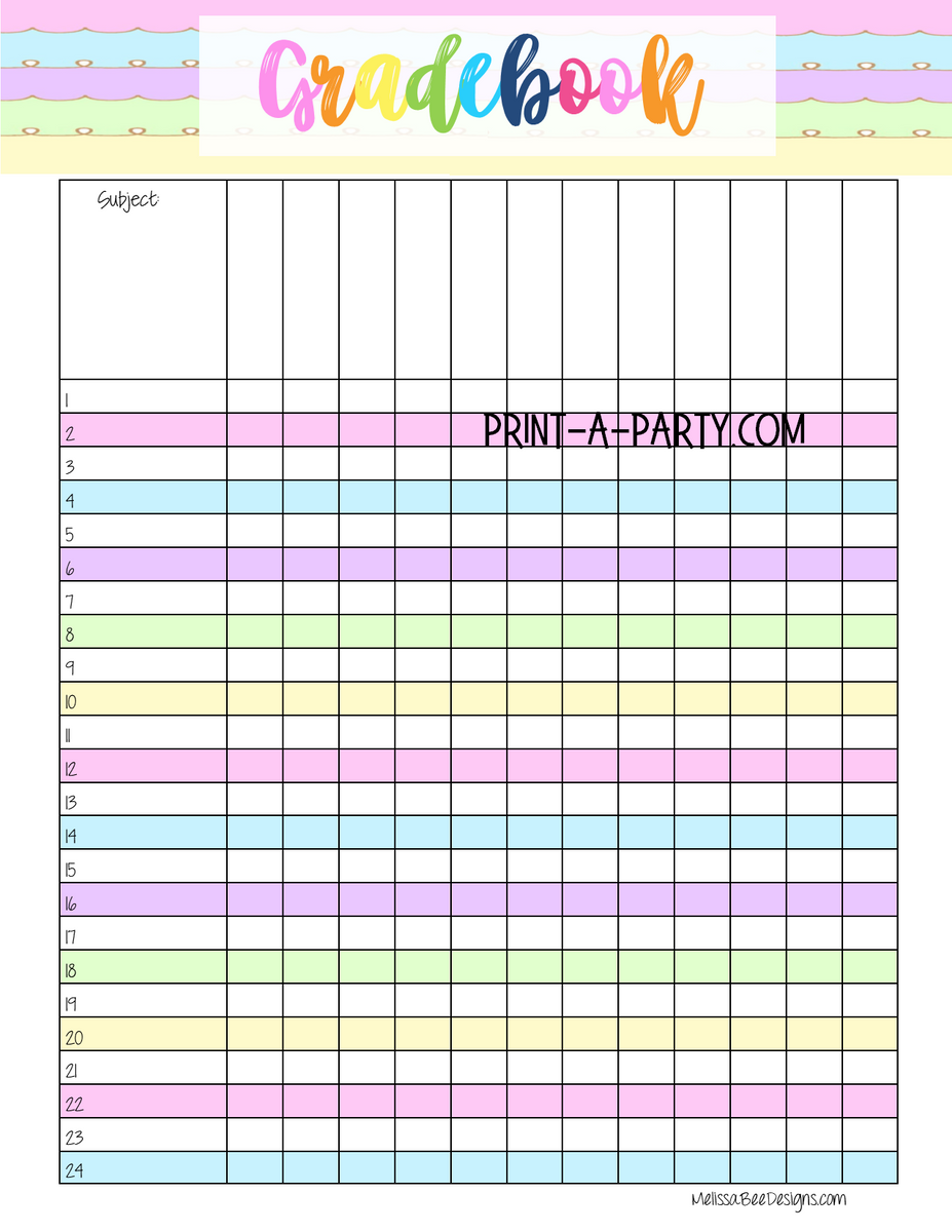 Teacher Planner Gradebook Calendar Binder Printable Pastels PrintAParty