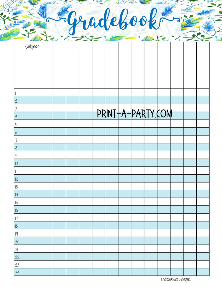 Free Printable Teacher Gradebook Sheets