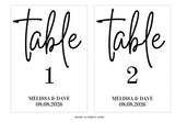 EDITABLE: Wedding Table Numbers | Table Number Signs, Simple Modern Wedding |  | Edit names and dates