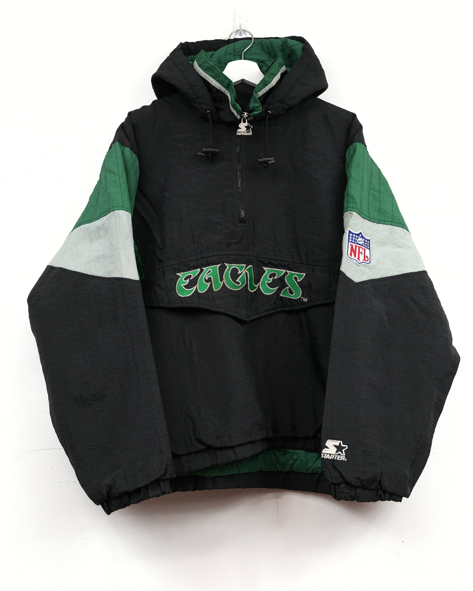 Philadelphia Eagles Starter Thursday Night Lights Half-Zip Hoodie Jacket -  White/Kelly Green