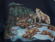 Load image into Gallery viewer, Wolves Howling Snowy Stream Made in USA Vintage Crewneck
