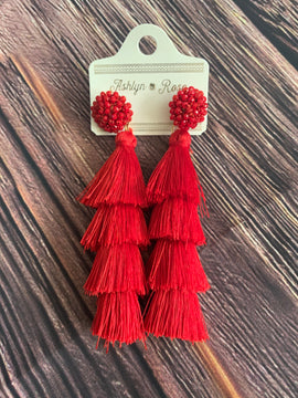 Red tassel earrings