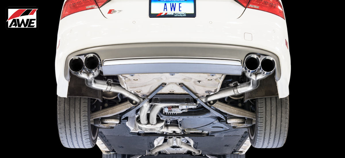 AWE Tuning Track Edition Exhaust System Quad Black Tips Audi S7 C7 C7.5 | AWE 3020-43052 AWE Tuning Track Edition Exhaust System Quad Black Tips Audi S7 C7 C7.5 | AWE 3020-43052
