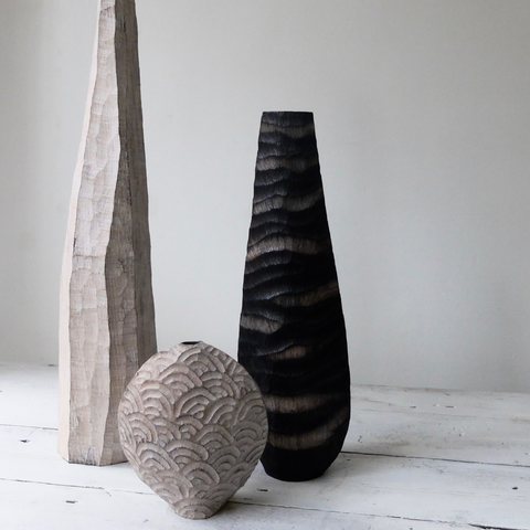 Textured Wooden Vases