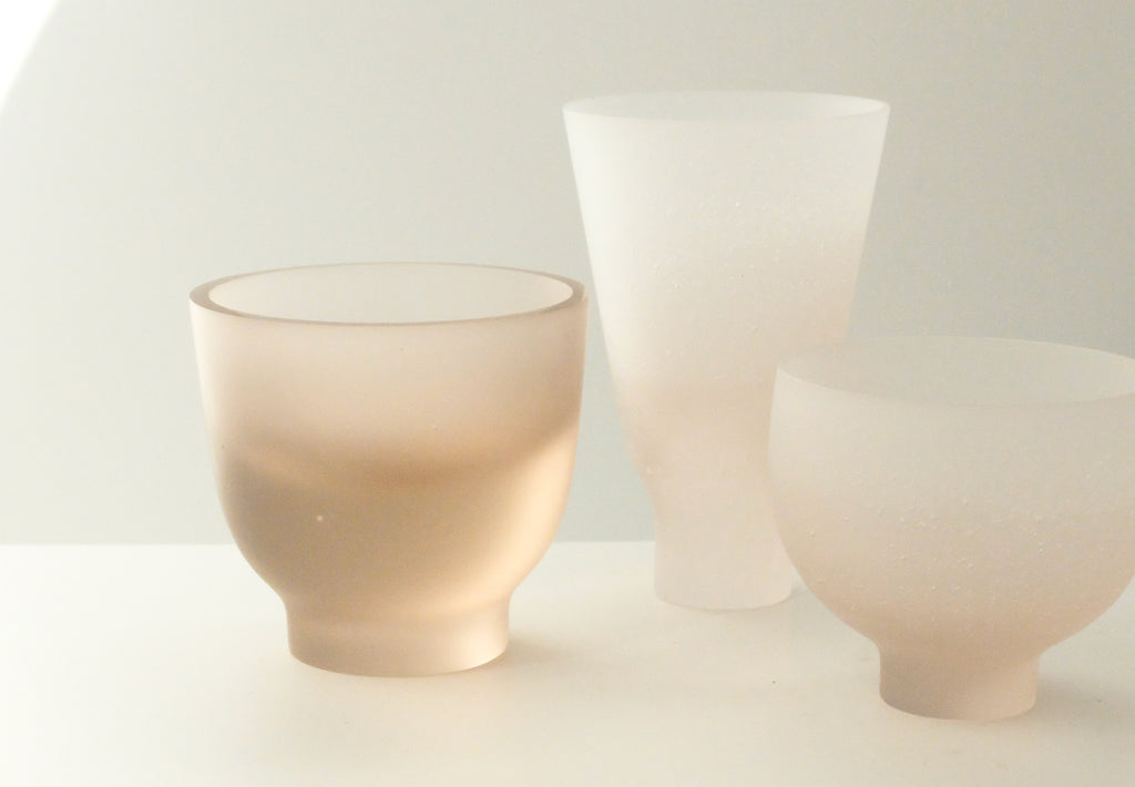 pale peach glass vessels