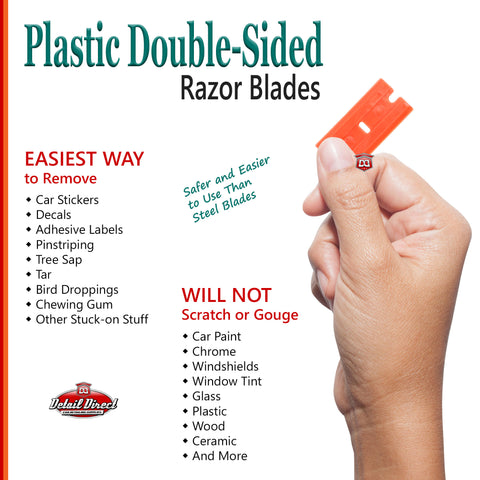 Plastic Razor Blades Are Used for Removing Stuck-on Stuff From Hard Surfaces Without Damage