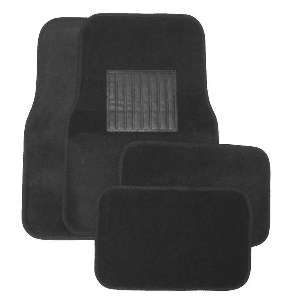 DETAIL DIRECT Deluxe 4 Pc. Carpet Mat Set w/ Heel Pad & Nib Back - Charcoal