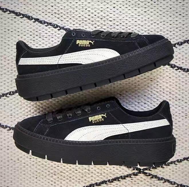 puma platform black and white