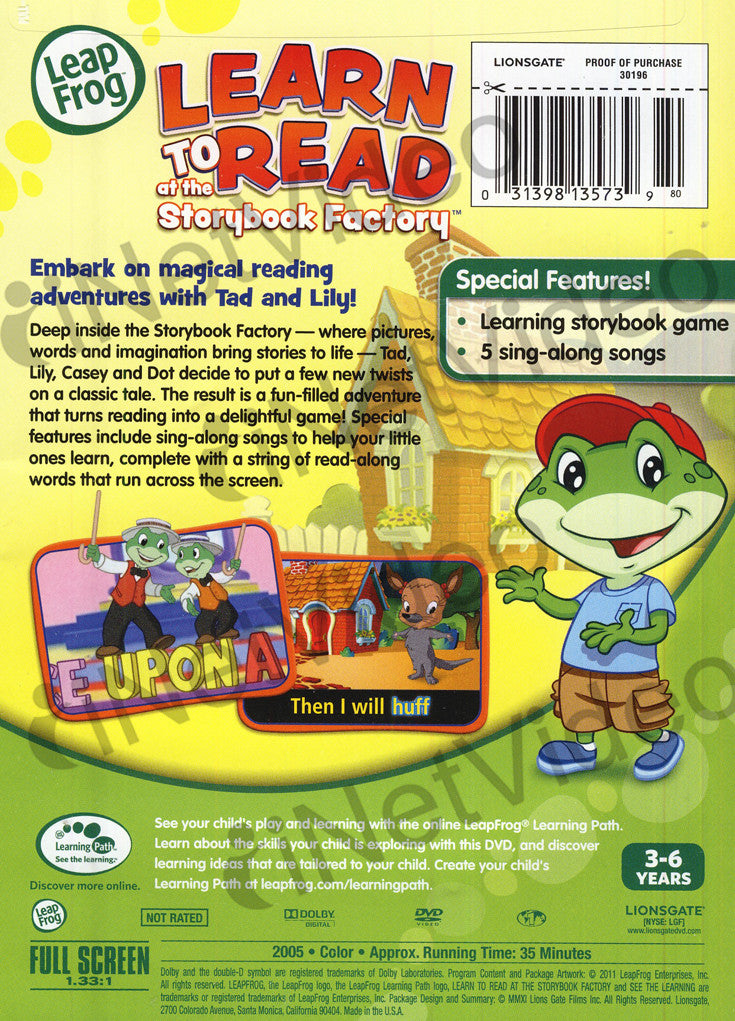 Leap Frog - Learn to Read at the Storybook Factory (LG) on DVD Movie