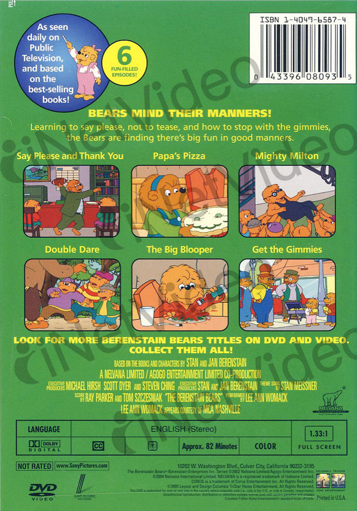 Berenstain Bears - Bears Mind Their Manners on DVD Movie