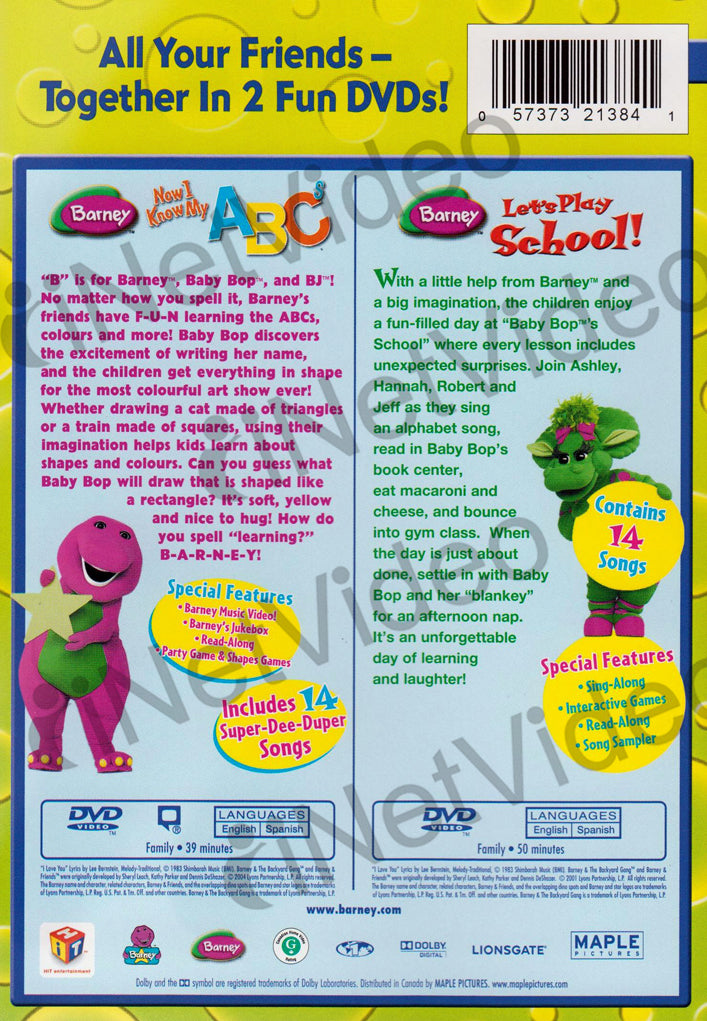 Barney Now I Know My Abcslet S Play School Double Feature Maple