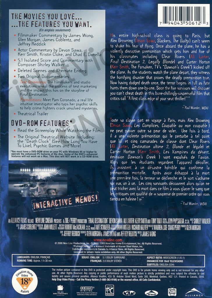 Final Destination (New Line Platinum Series) (Bilingual) on DVD Movie