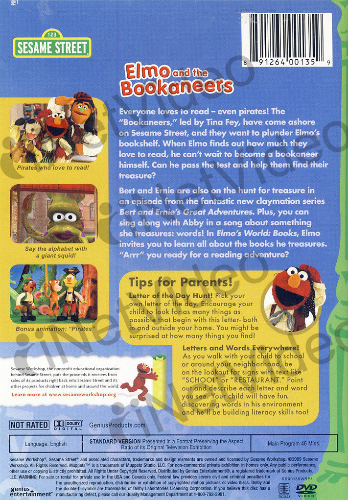 Elmo And The Bookaneers - (Sesame Street) on DVD Movie