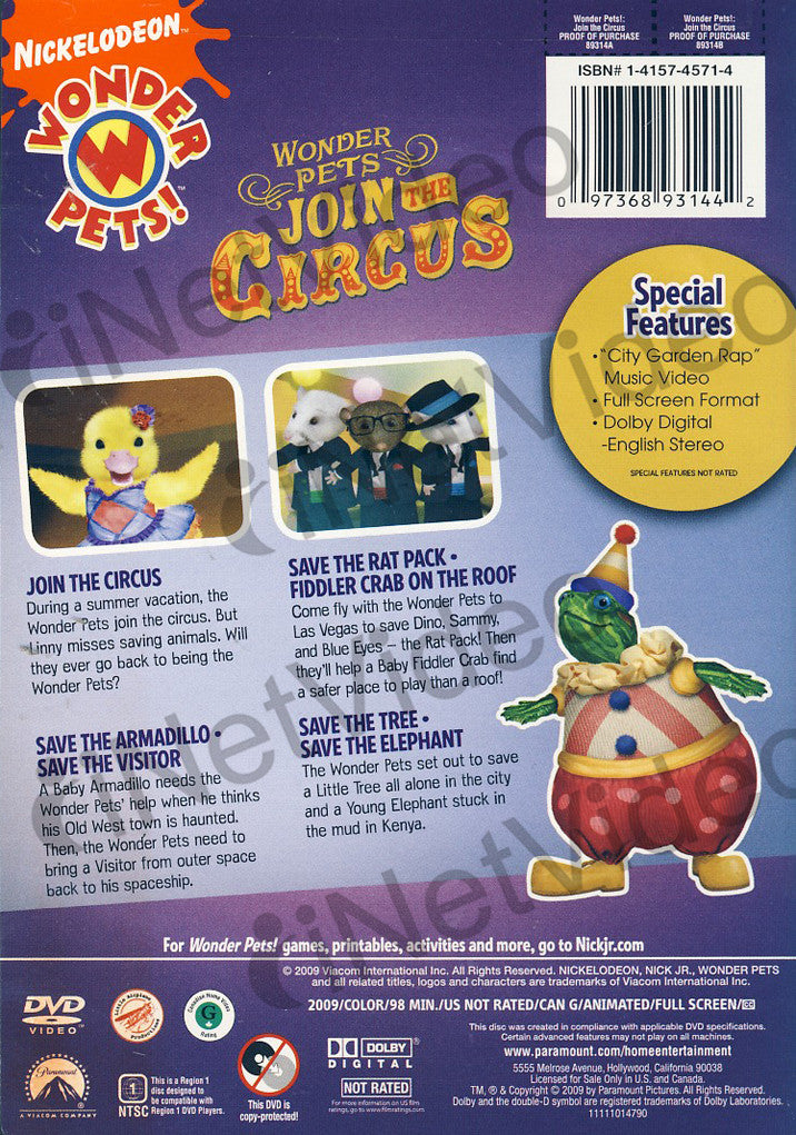 Wonder Pets! - Join the Circus on DVD Movie