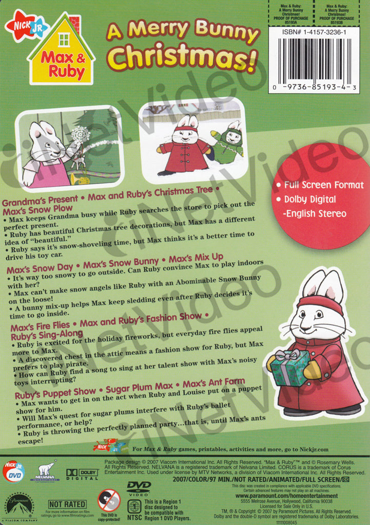 Max And Ruby A Merry Bunny Christmas On Dvd Movie 