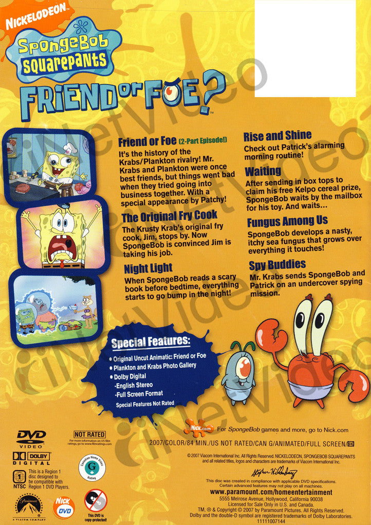 SpongeBob SquarePants - Friend Or Foe? on DVD Movie