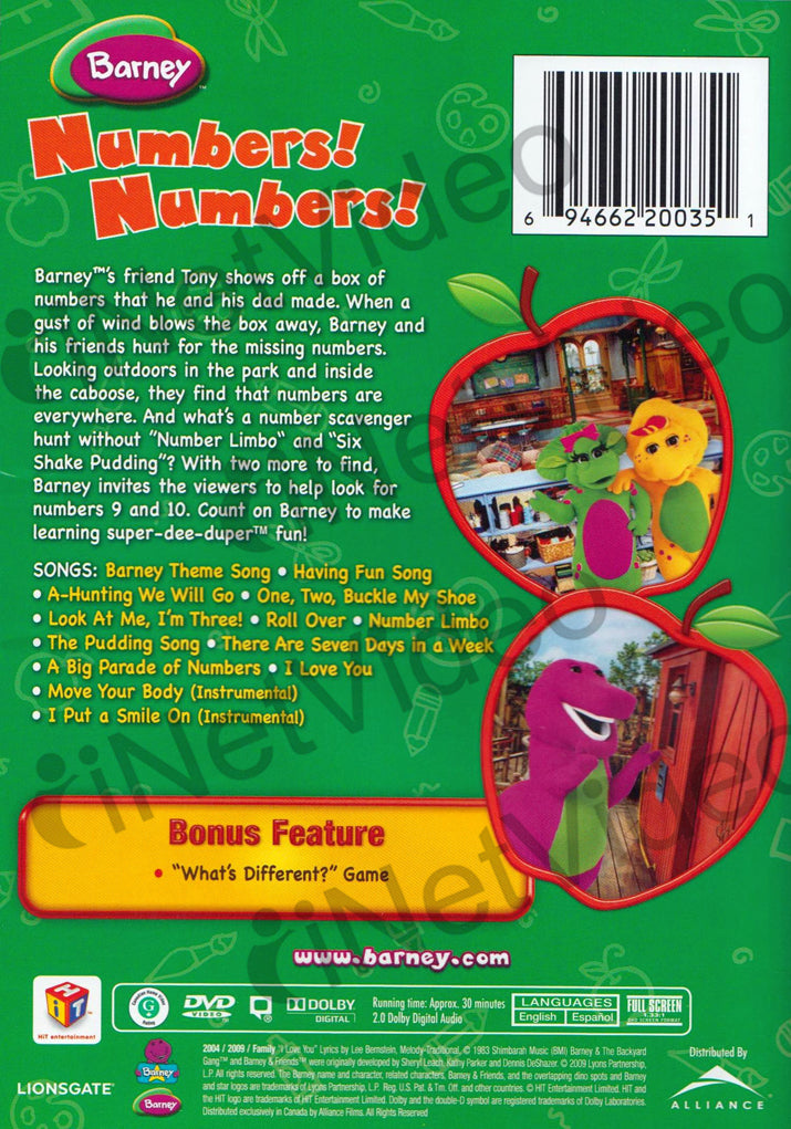 Barney Numbers Numbers On Dvd Movie