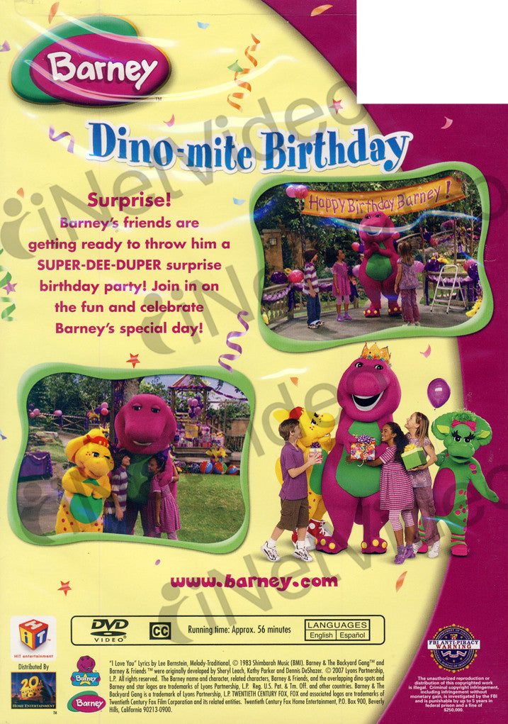 Barney - Dino-Mite Birthday on DVD Movie