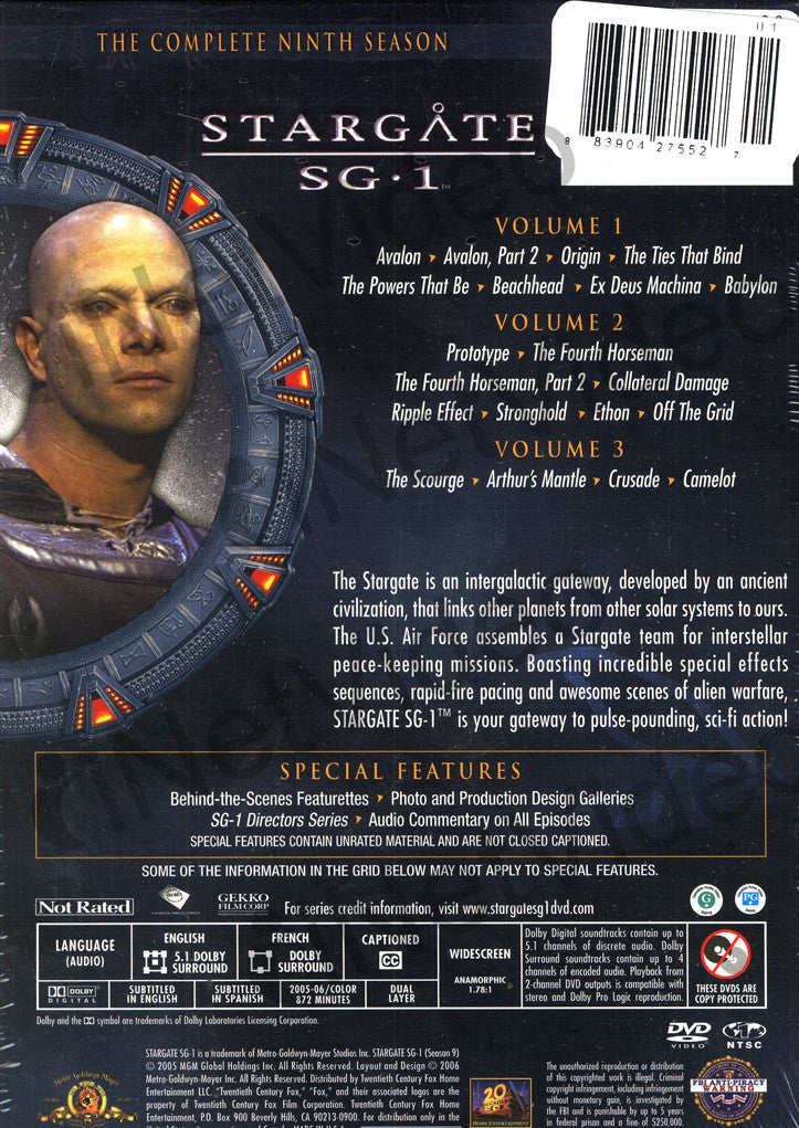 Stargate Sg 1 The Complete Ninth Season 9 Boxset Mgm On Dvd Movie