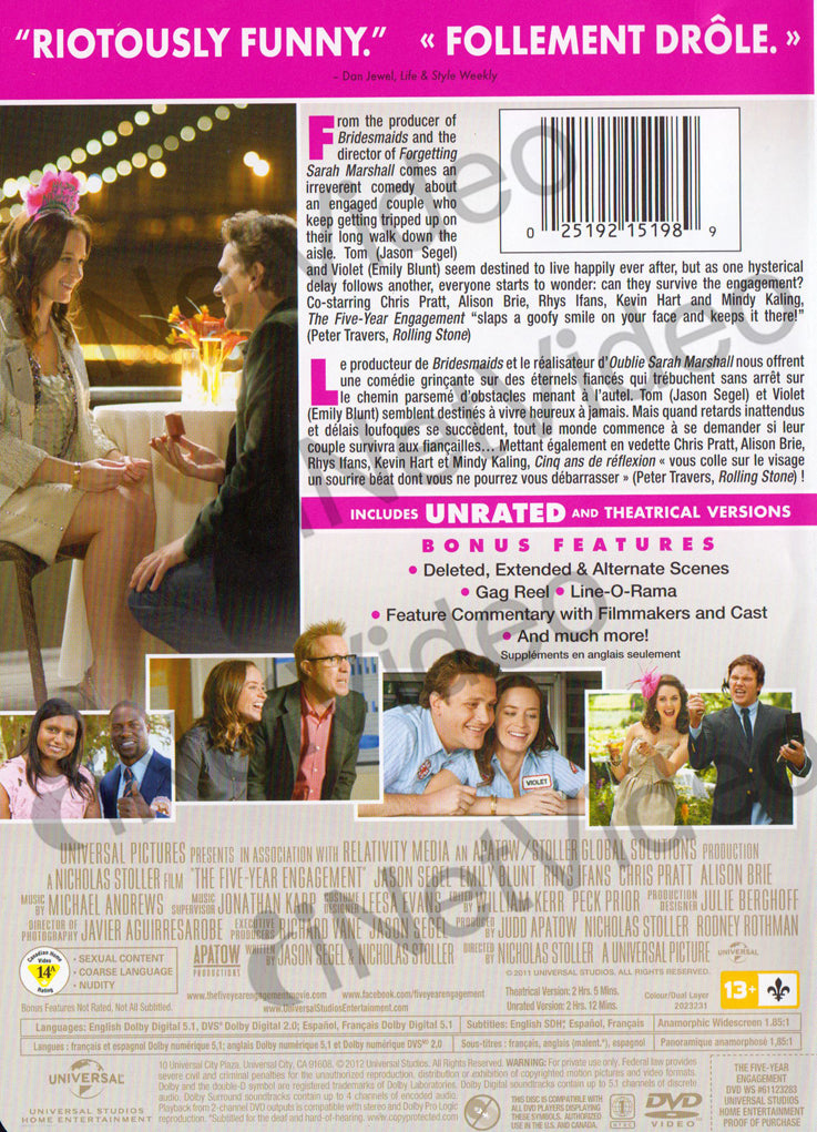 The Five Year Engagement (Bilingual) on DVD Movie