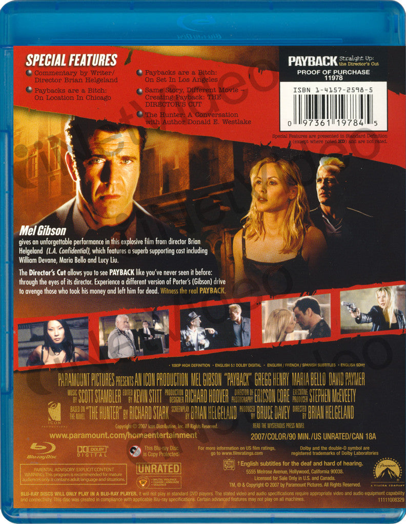 Payback Straight Up The Director S Cut Blu Ray On Blu Ray Movie