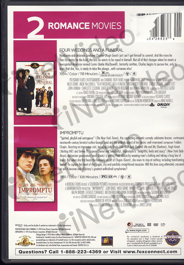 Mgm 2 Romance Movies Four Weddings And A Funeral Impromptu On