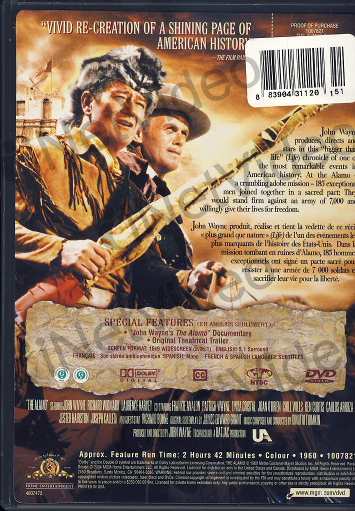 The Alamo (John Wayne) (Bilingual) on DVD Movie