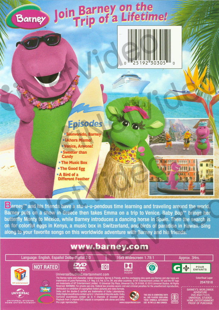 Barney - Barney's Worldwide Adventure! on DVD Movie