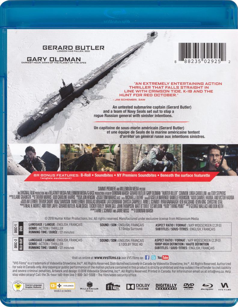 Hunter Killer (Blu-ray + DVD Combo) (Blu-ray) (Bilingual) on BLU-RAY Movie
