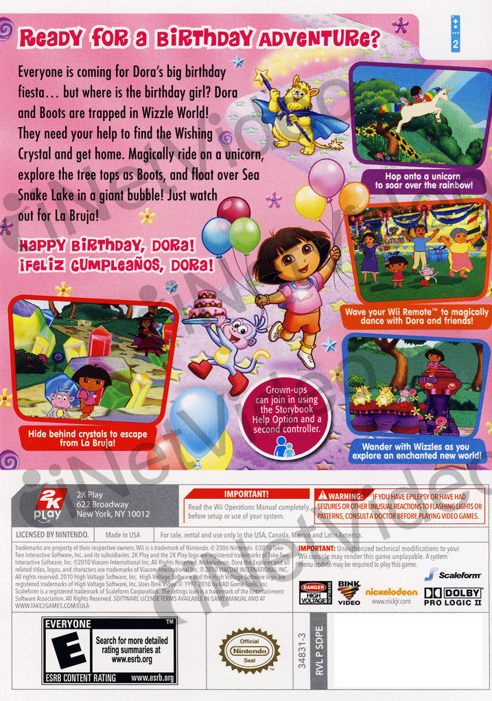 Dora The Explorer Dora S Big Birthday Adventure Nintendo Wii On Nintendo Wii Game