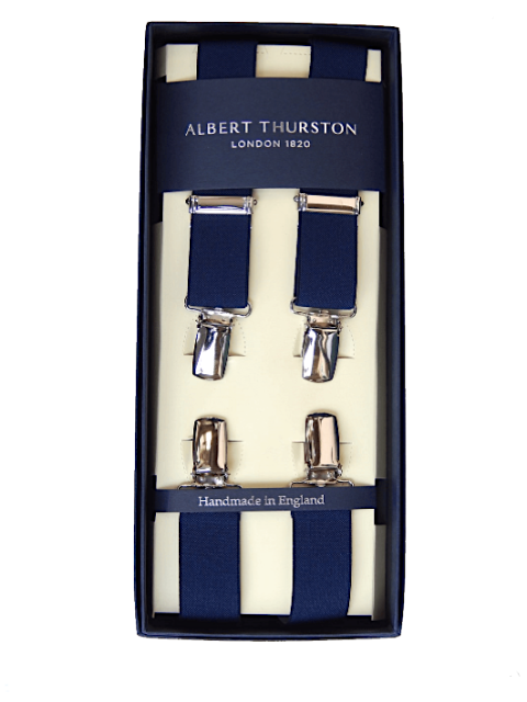 Albert Thurston 25mm Clip Braces Navy J B Menswear Ltd Norwich