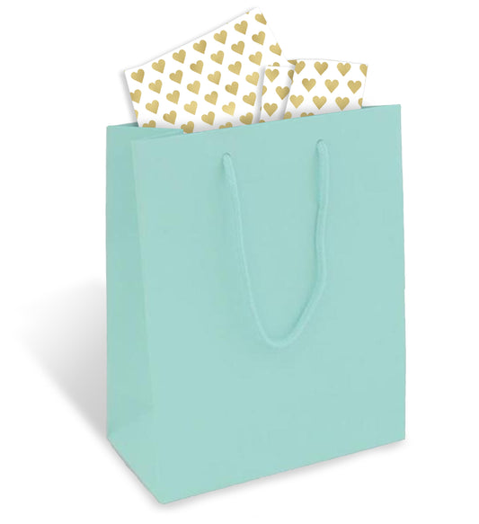 Pink Gift Bag with Gold Heart Tissue Paper –