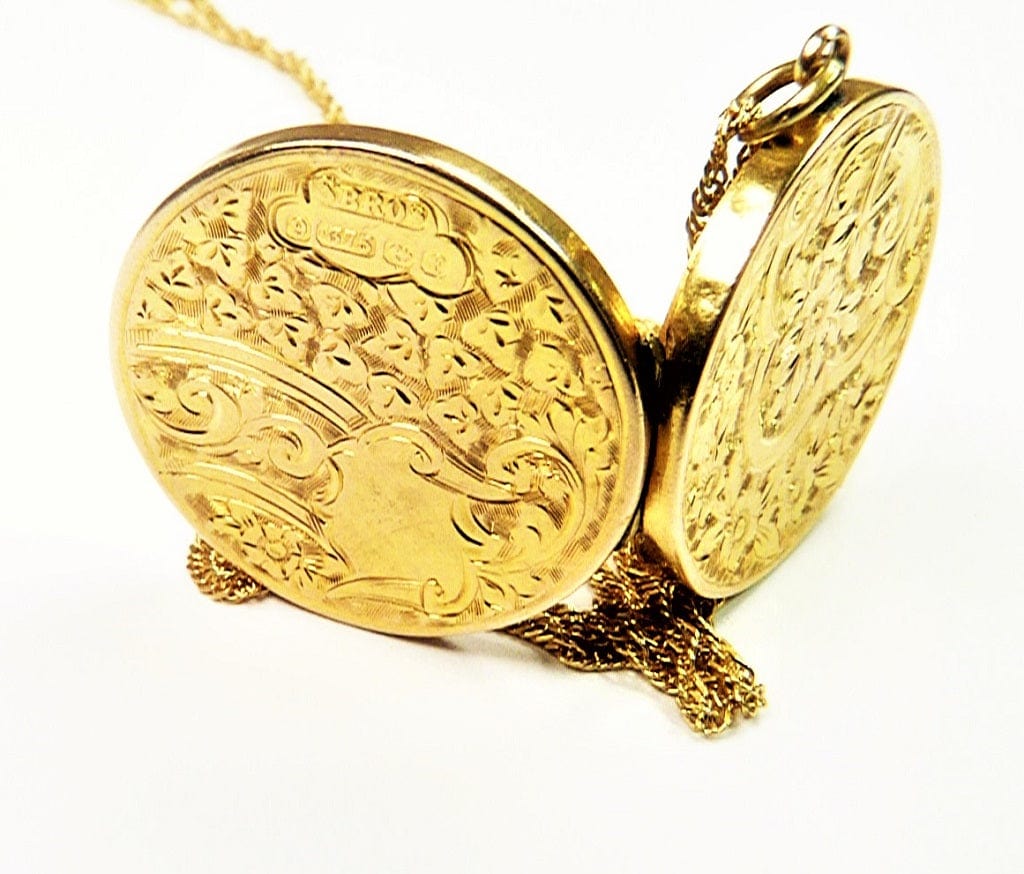 Sale - Antique Monogrammed Locket - Edwardian Era Gold Filled Engraved FSL Letters Necklace - Circa 1910s Photograph Keepsake Fob Jewelry