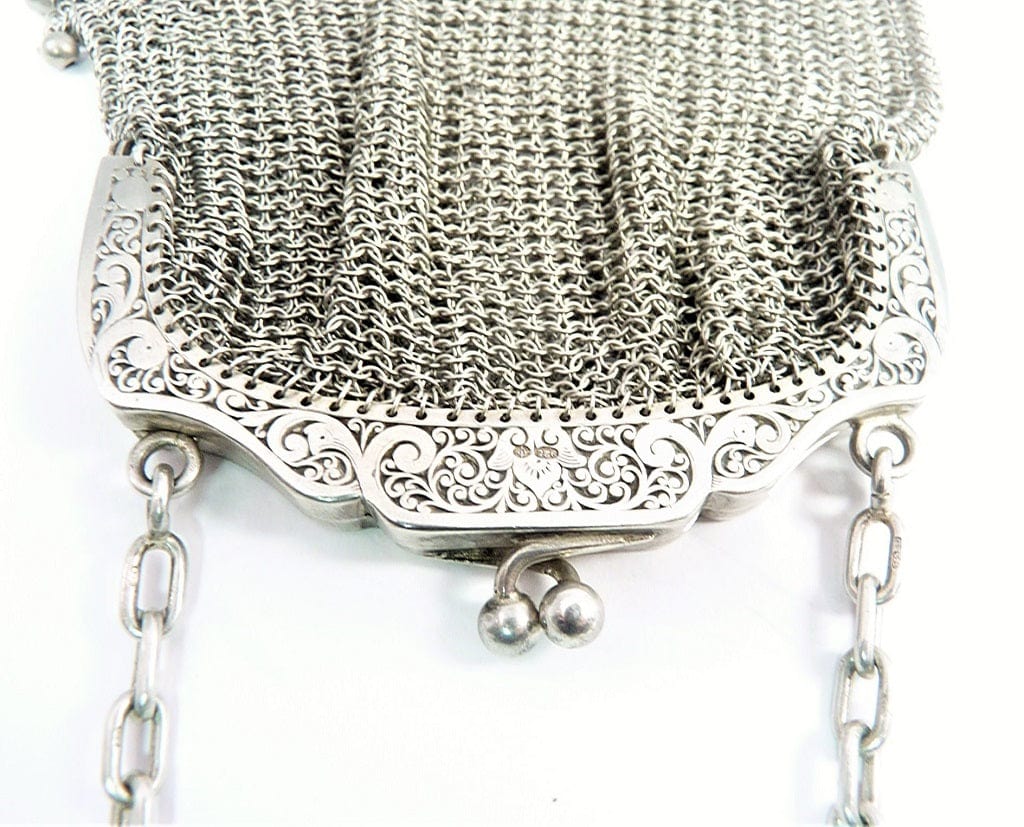 STERLING SILVER evening purse with sterling silver chain - Ashton